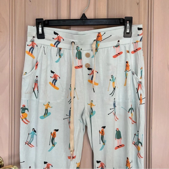 Lates by Kate ski skier print drawstring Pajama joggers Pants 9537 - Picture 2 of 10